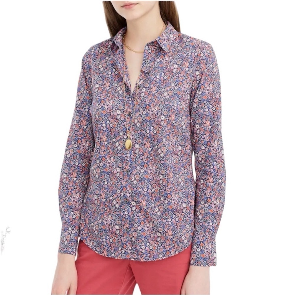 J.Crew X Liberty Kayoka Ditzy Floral 100% Cotton Button Front Collared Shirt 4